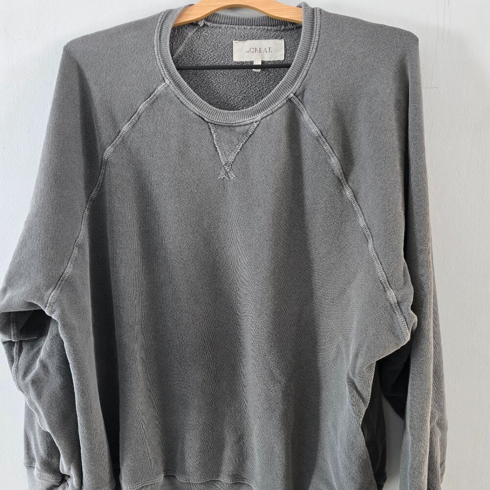 THE GREAT. Washed Gray Crewneck Sweatshirt